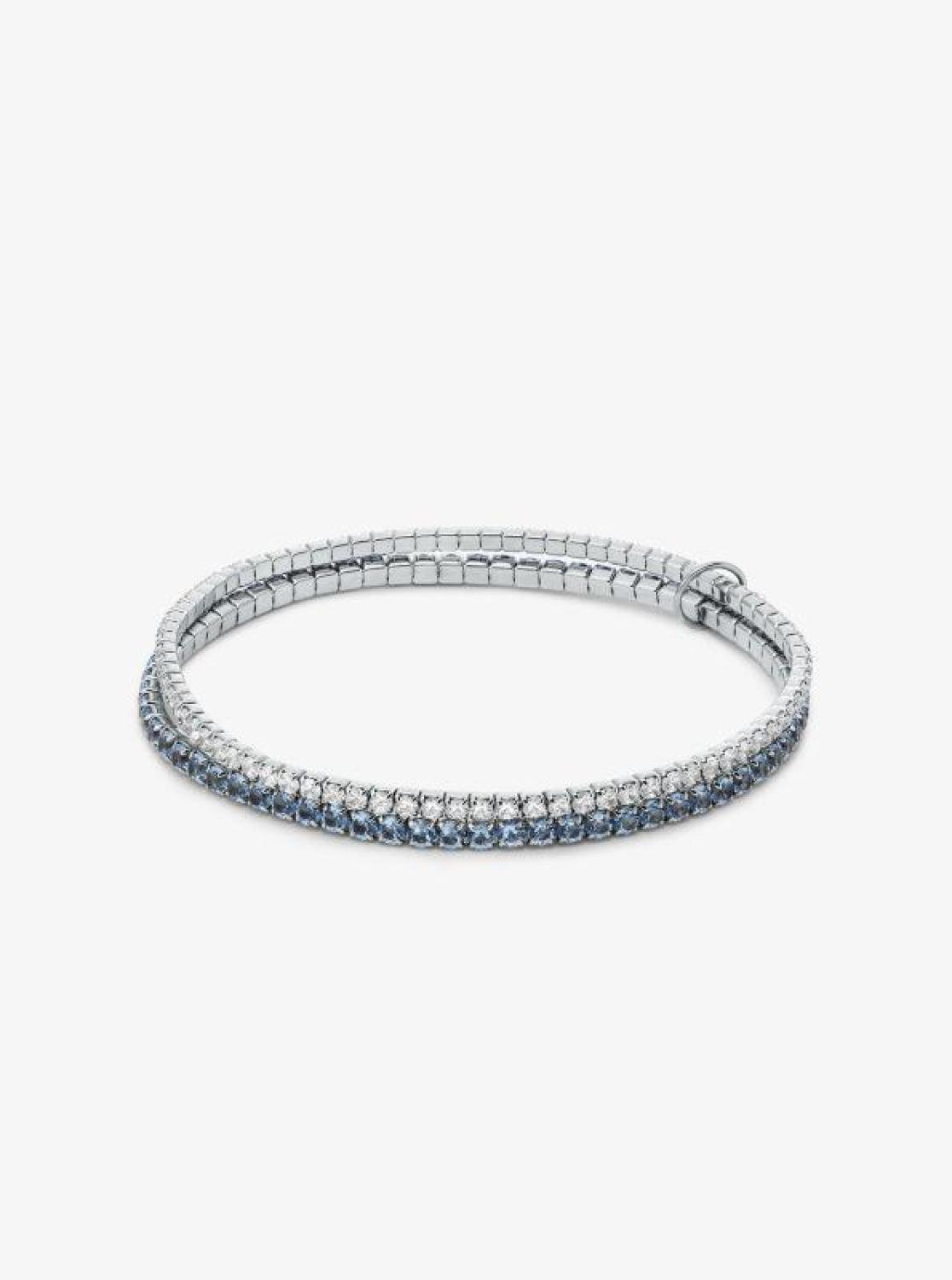 Precious Metal-Plated Brass Double Wrap Tennis Bracelet