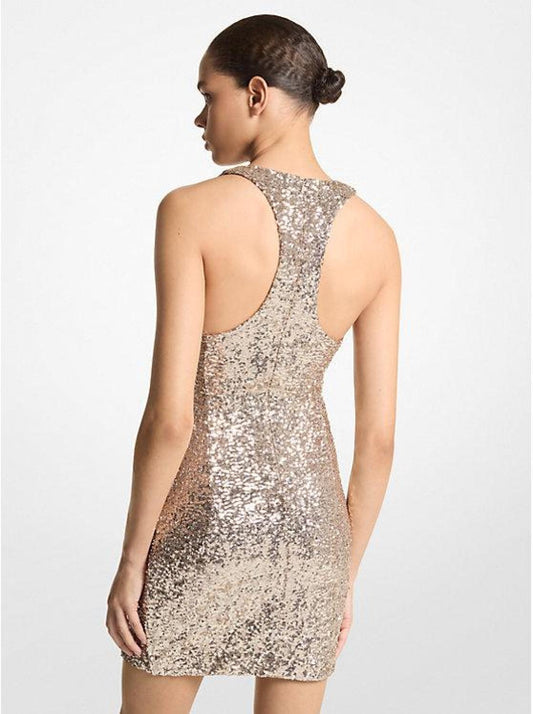 Sequined Stretch Knit Racerback Tank Dress