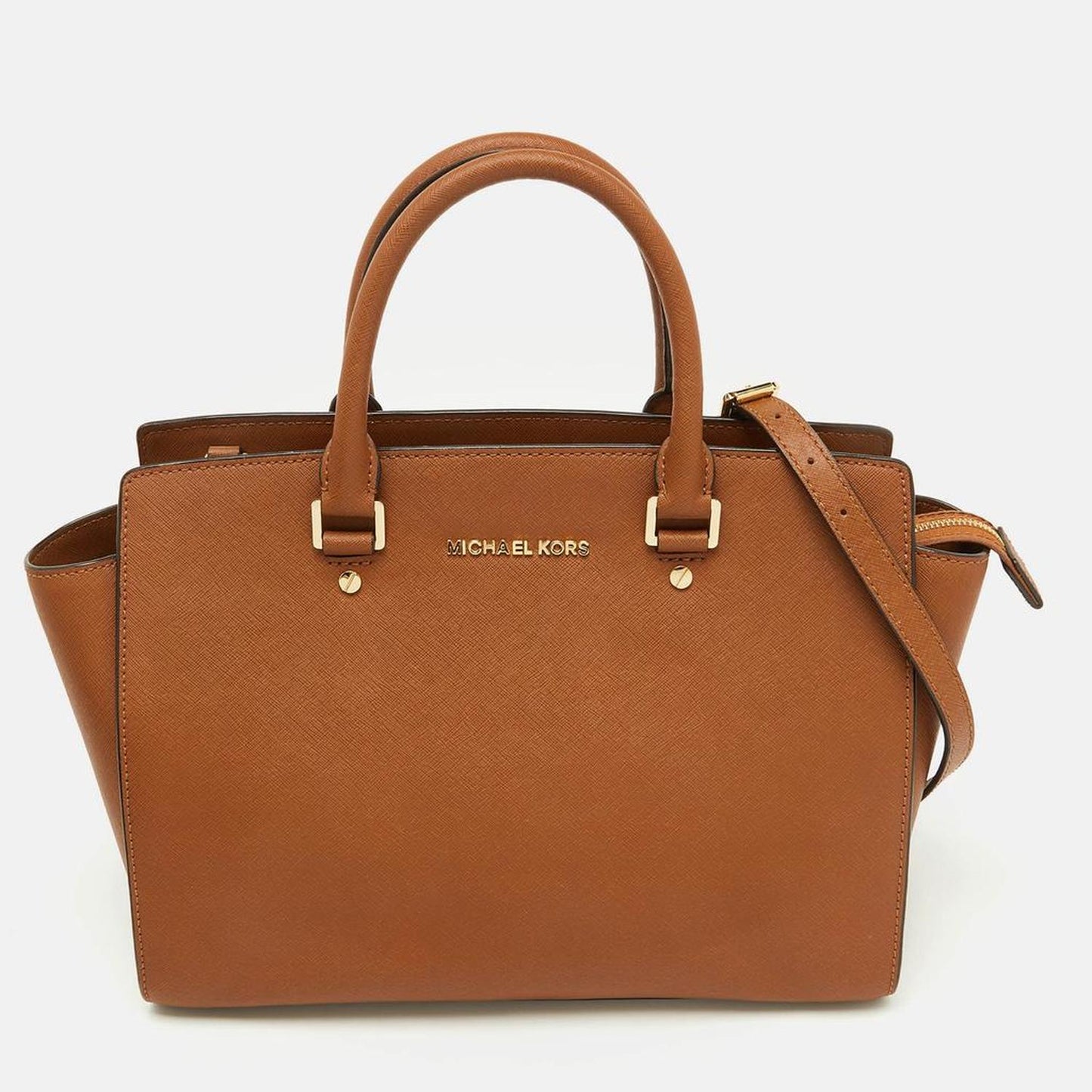 Michael Kors Brown Saffiano Leather Large Selma Satchel