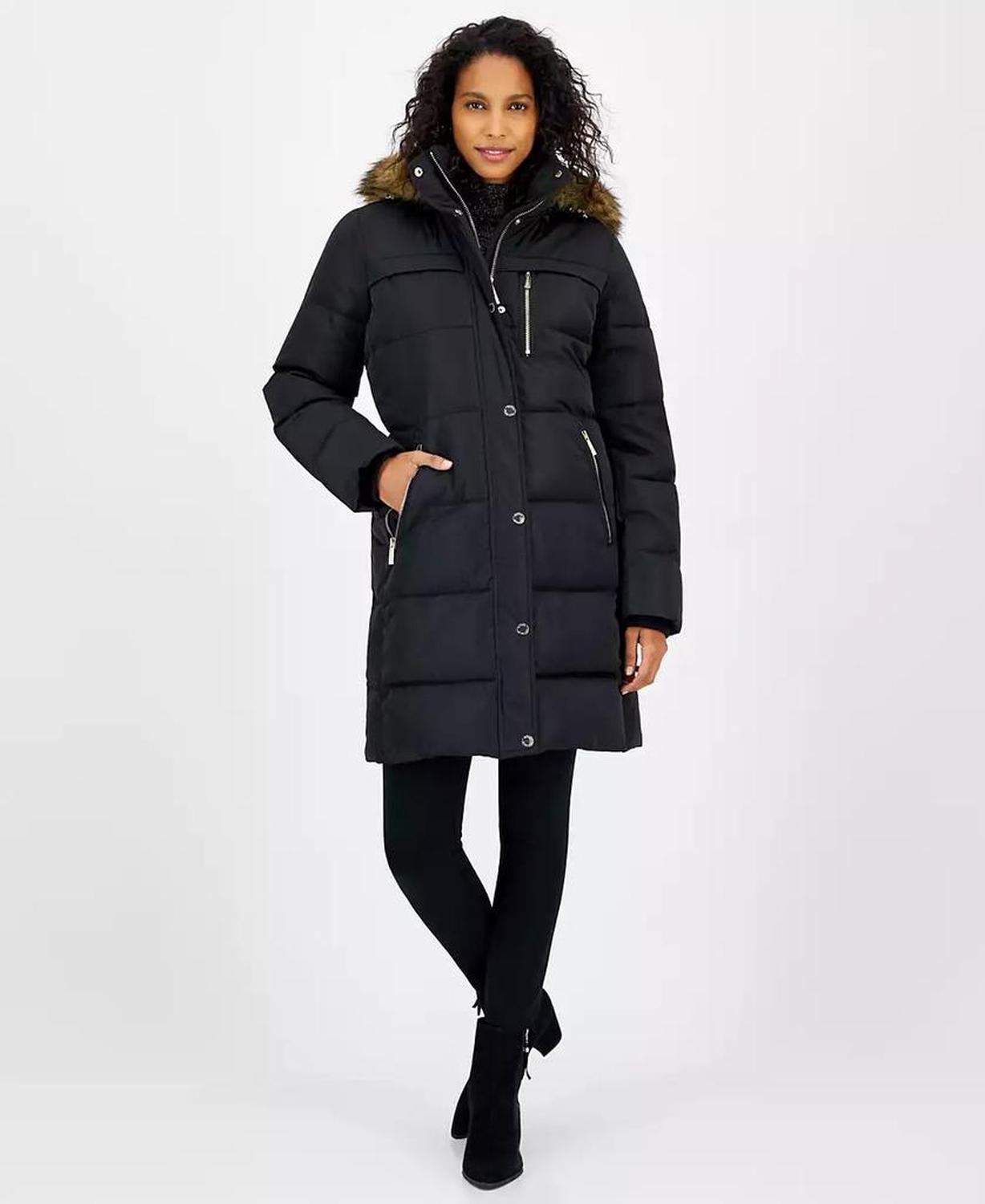 Women's Faux-Fur-Trim Hooded Puffer Coat, Created for Macy's