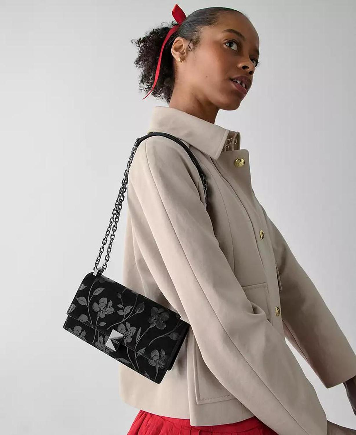 Deco Uptown Blooms Printed Suede Mini Crossbody Bag