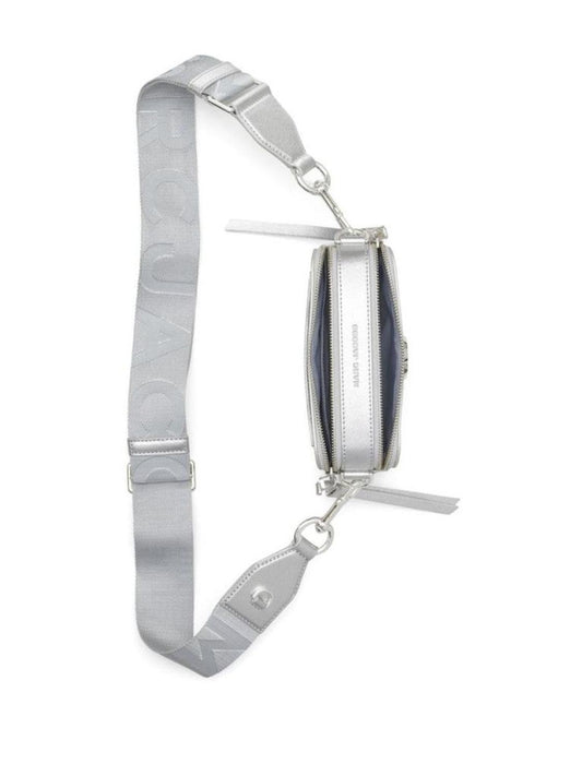 Silver-Tone Leather Shoulder Bag With Adjustable Straps