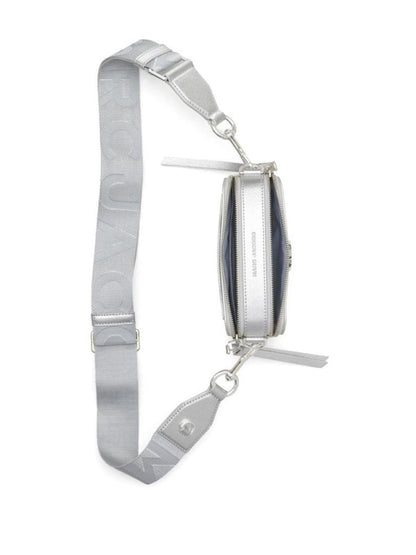 Silver-Tone Leather Shoulder Bag With Adjustable Straps