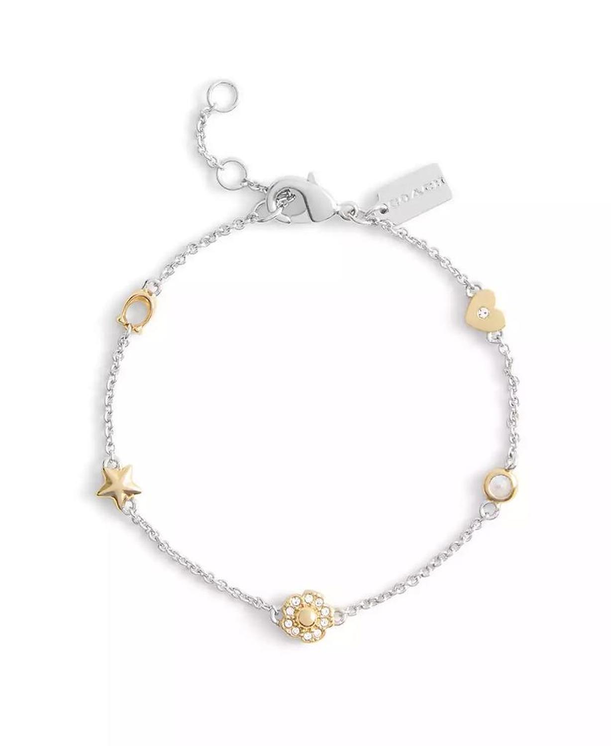 Faux Stone Signature Tea Rose Heart Strand Bracelet