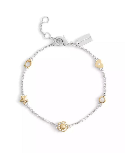Faux Stone Signature Tea Rose Heart Strand Bracelet