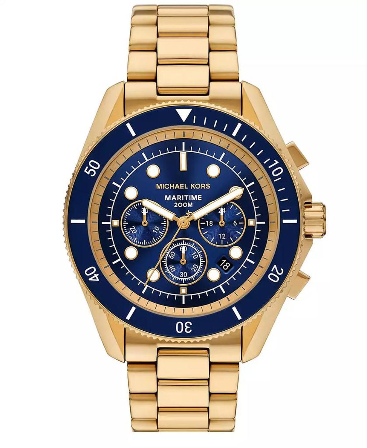 Men's Maritime Chronograph Gold-Tone Stainless Steel Watch, 45mm
