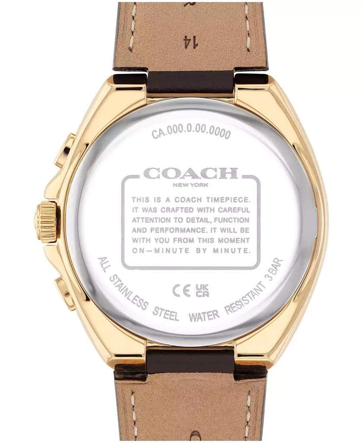 Men's Jackson Dark Brown Leather Calfskin Strap Watch, 44.1mm