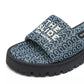 The Slide Denim Monogram Sandals