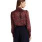 Paisley Satin Charmeuse Tie-Neck Blouse