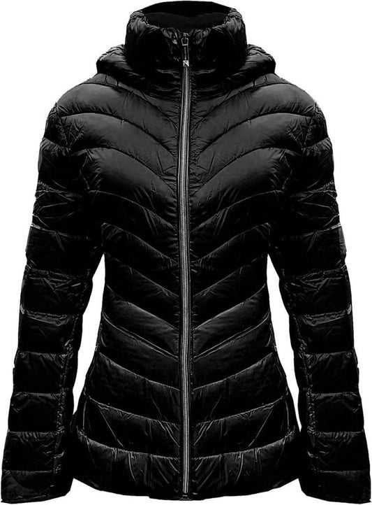 Down Hooded Packable Coat In Black