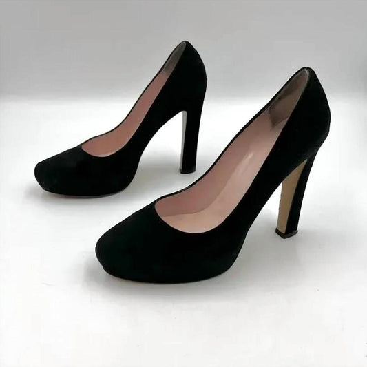 Women's Nessle Pumps Suede Heels In Black Suede