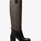 Houston Signature Logo and Leather Block Heel Boot