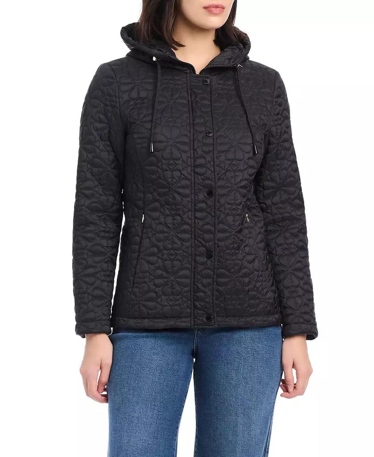 Women's Short Spade Flower Quilted Jacket W/ Hood
