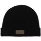 Men's Leather Patch Ribbed Beanie