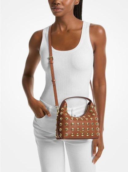 Ember Small Embellished Pebbled Leather Messenger Bag