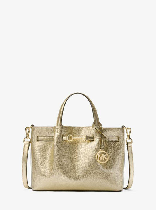 Carson Medium Metallic Pebbled Leather Satchel