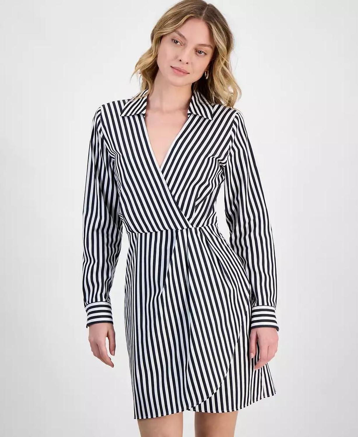 Women's Cotton Striped Collared Sheath Dress