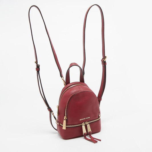 Michael Kors Burgundy Leather Mini Rhea Backpack