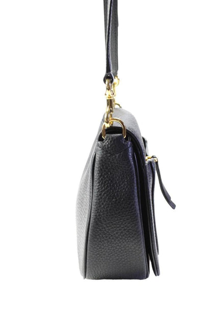 Marc Jacobs Womens Leather Foldover Magnetic Closure Shoulder Bag Black