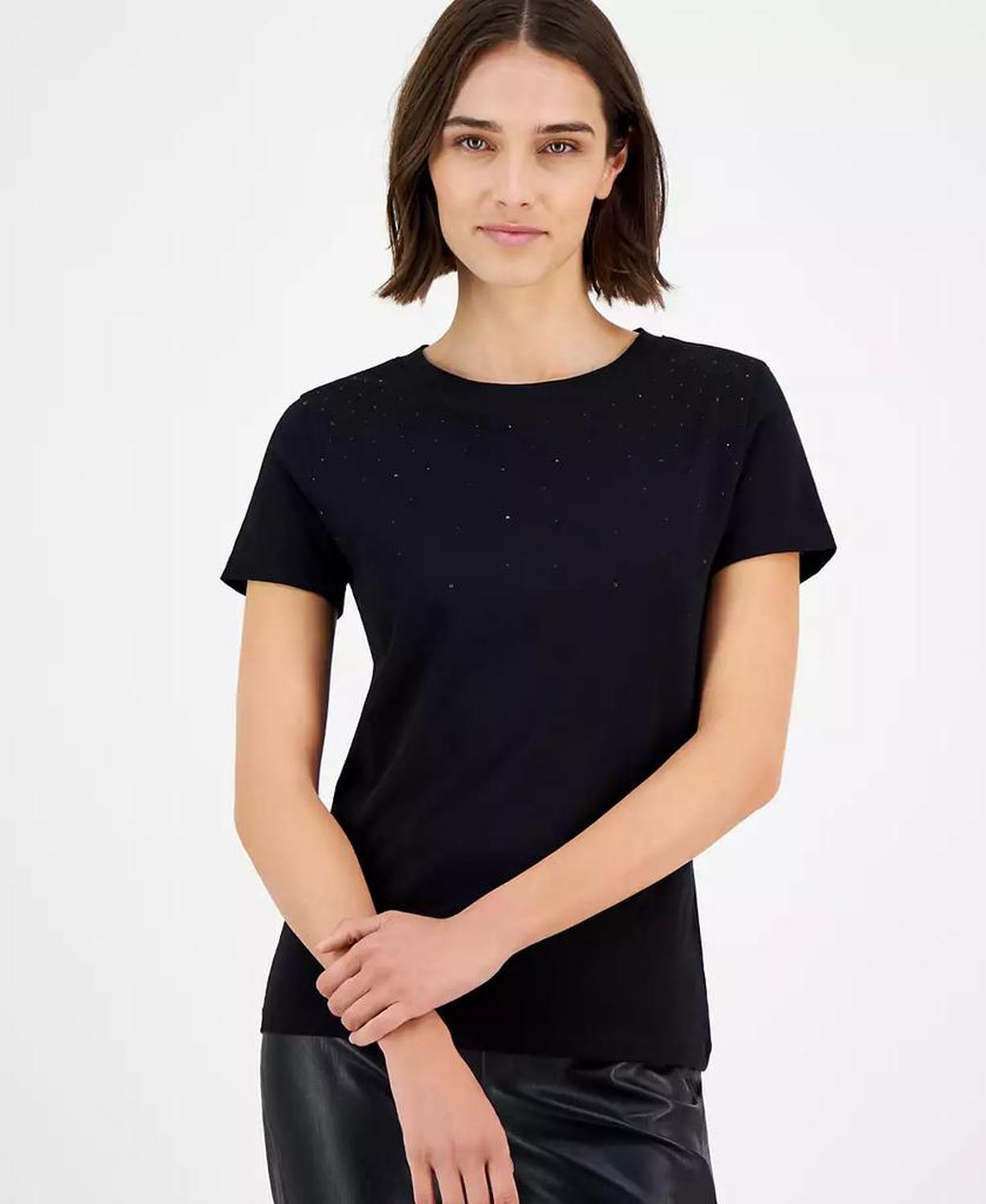Women's Embellished Crewneck Short-Sleeve Top