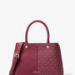 Flora Medium Signature Logo and Leather Satchel