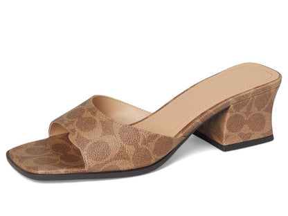 Sculpted C Coated Canvas Block Heel Sandals
