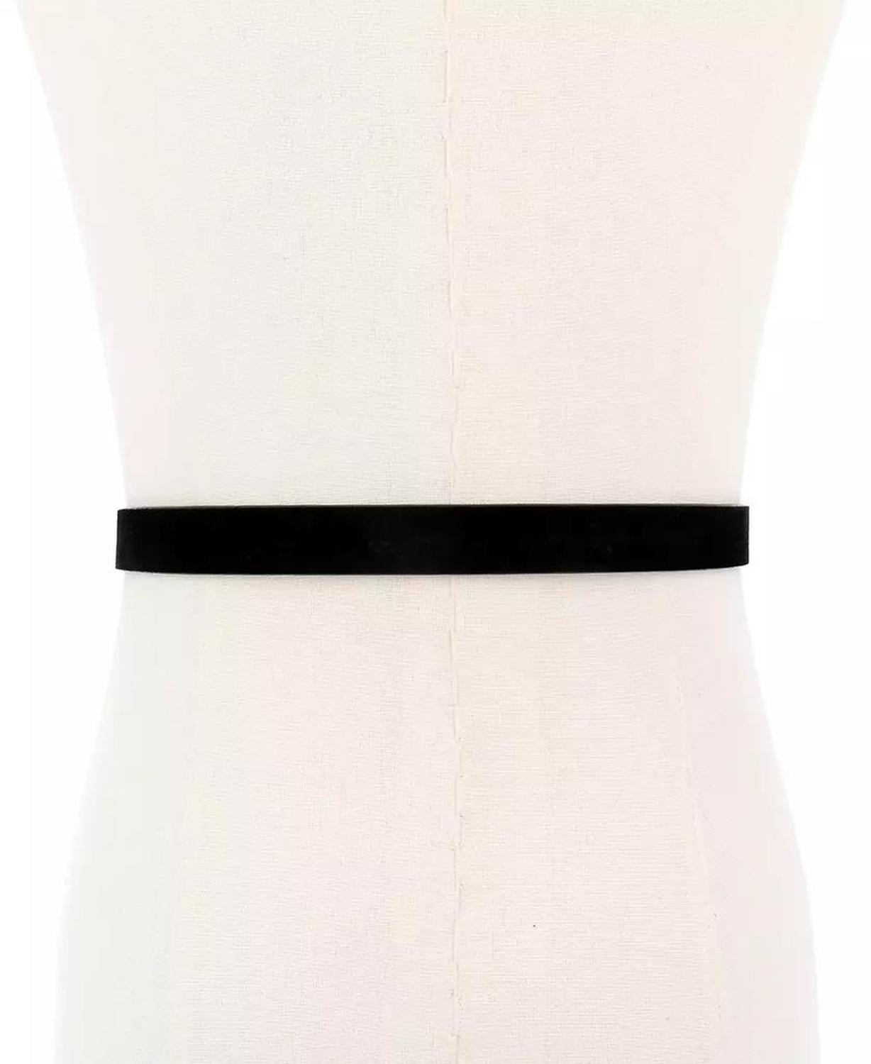 Silver-Tone Buckle Leather Belt