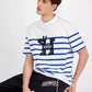 Men's Relaxed Fit Short Sleeve Striped Crewneck Logo T-Shirt