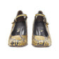 vintage PRADA yellow scaled leather square toe chunky heel mary jane heel
