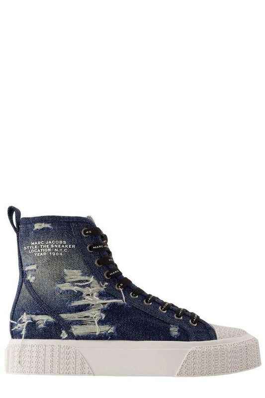 Marc Jacobs The Rip And Tear Denim Lace-Up Sneakers