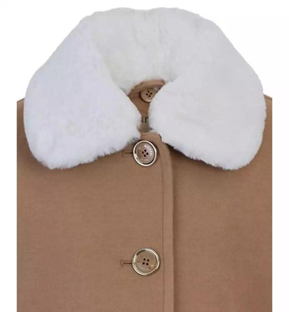 Toddler and Little Girls Faux Wool Hooded Collar Jacket