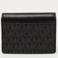 Michael Kors Black/grey Signature Coated Canvas And Leather Card Case..