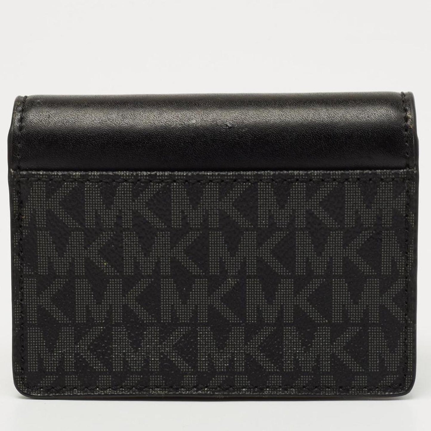Michael Kors Black/grey Signature Coated Canvas And Leather Card Case..