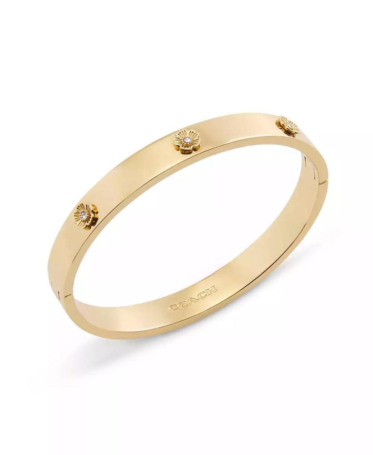 Signature Faux Stone Tea Rose Enamel Bangle Boxed Bracelet