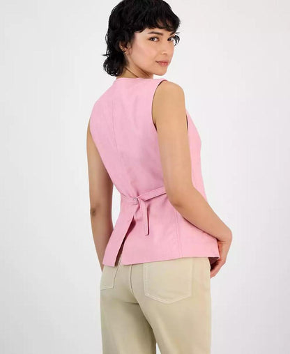 Women's V-Neck Sleeveless Button-Front Vest