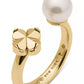 Imitation Pearl and Cubic Zirconia Flower Ring