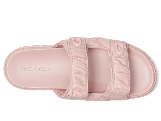 Sculpted C Quilted Washed Denim Double Band Sandals