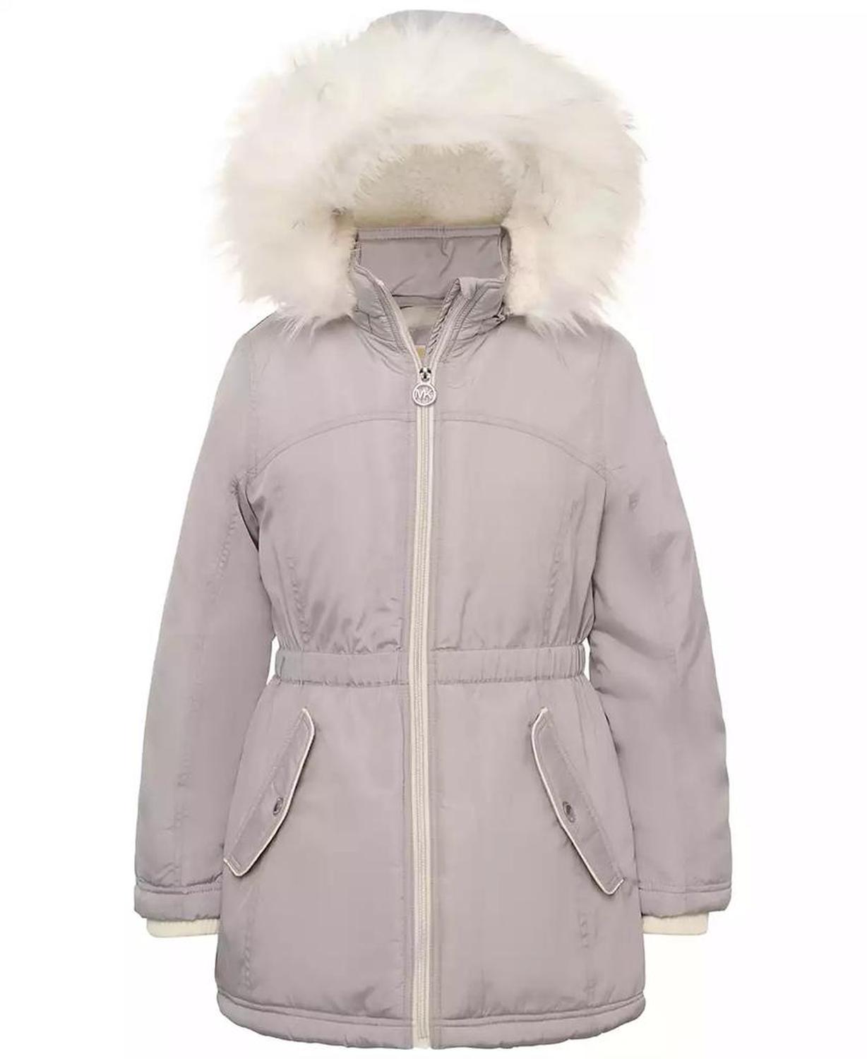 Michael Kors Big Girls Hooded Parka with Faux-Fur Trim