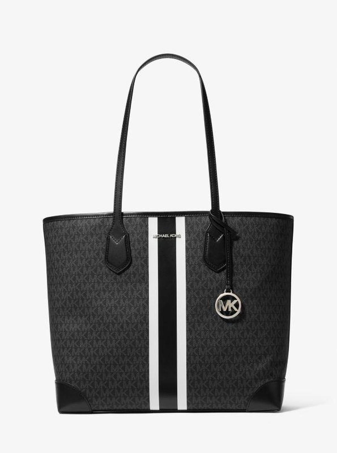 Eva Large Signature Logo Stripe Tote Bag