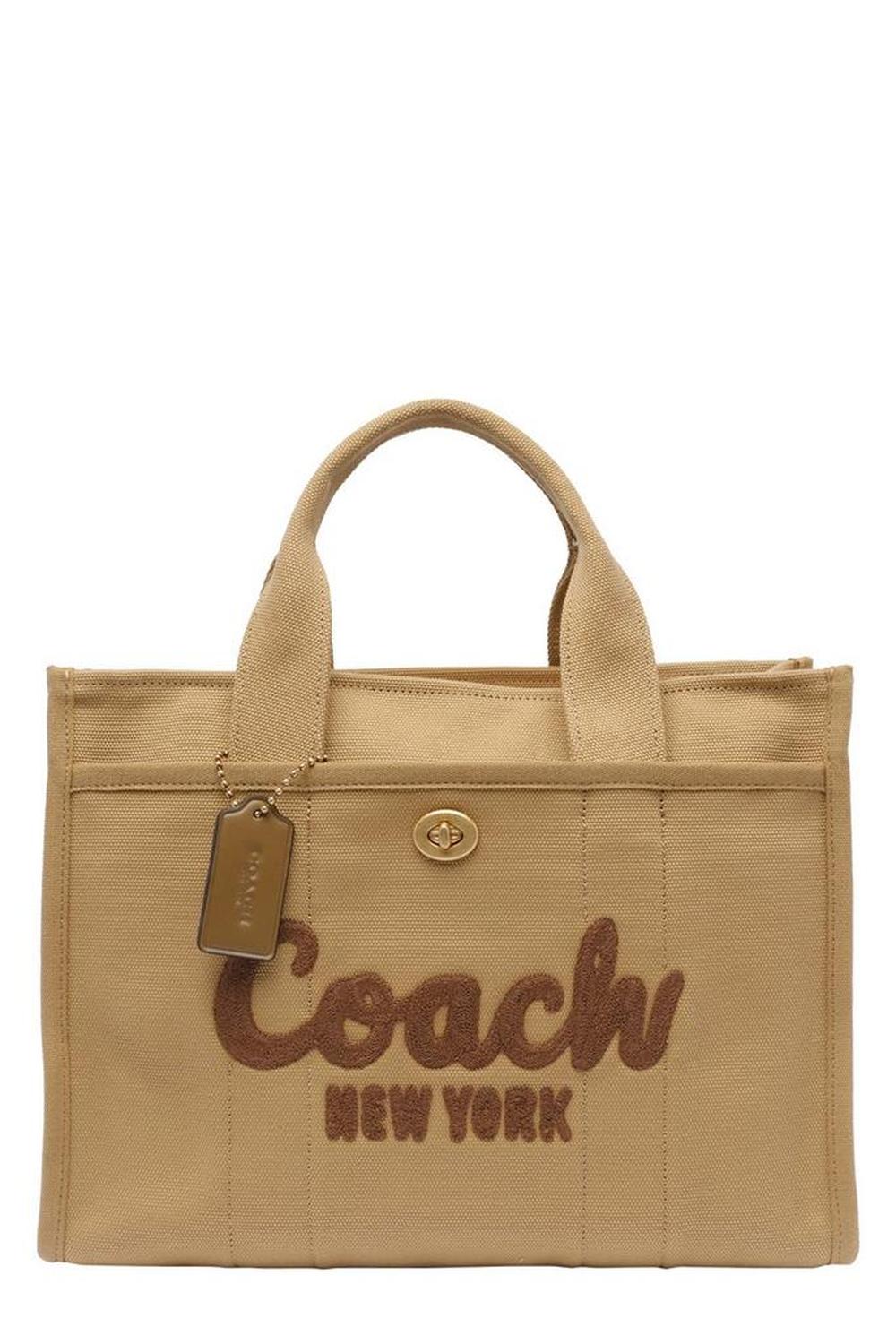 Coach Logo Flocked Zip-Up Tote Bag