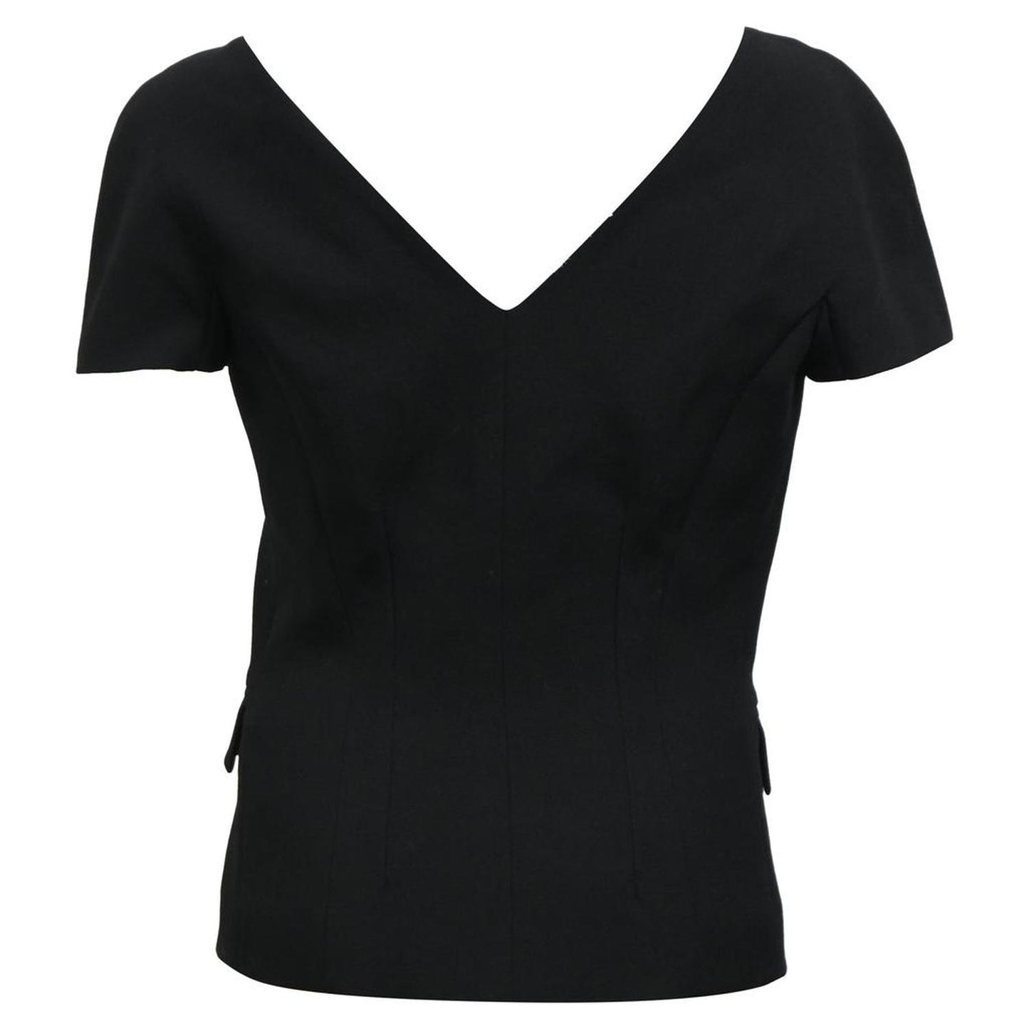 Cutout Blouse in Black Wool