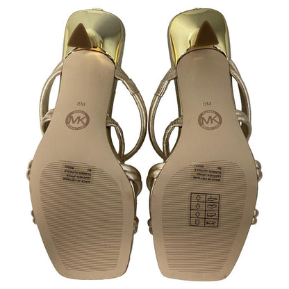 Corrine Metallic Sandal in Pale Gold Leather