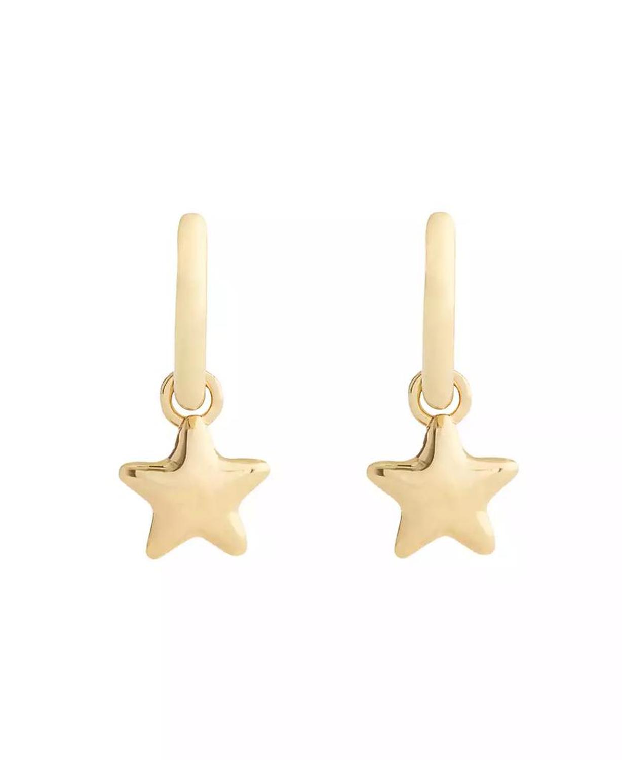 Minimal Star Huggie Drop Earrings