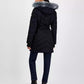 Women's Faux-Fur-Trim Hooded Belted Puffer Coat