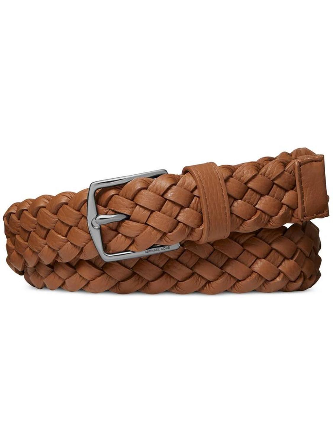 Mens Leather Braided Dress Belt