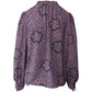 Floral Blouse with Peasant Sleeves in Purple Silk