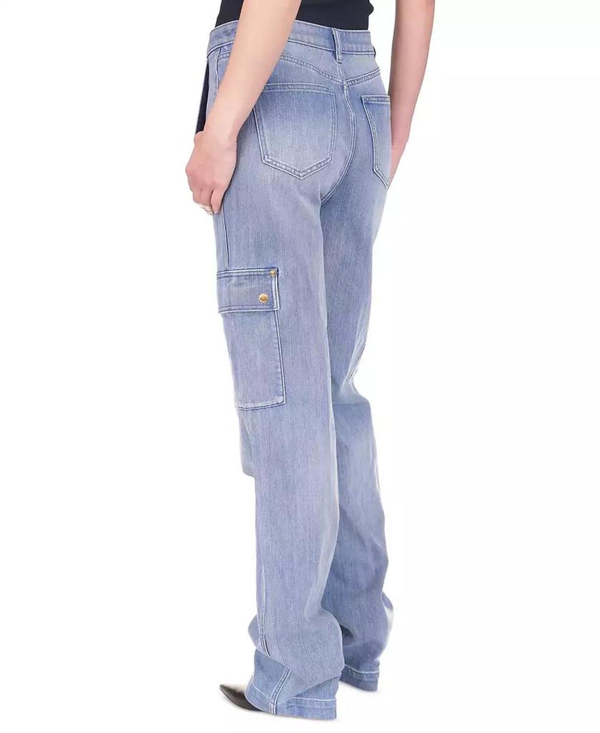 MICHAEL Women's Relaxed Denim Cargo Jeans