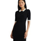 Two-Tone Rib-Knit Polo Sweater Dress