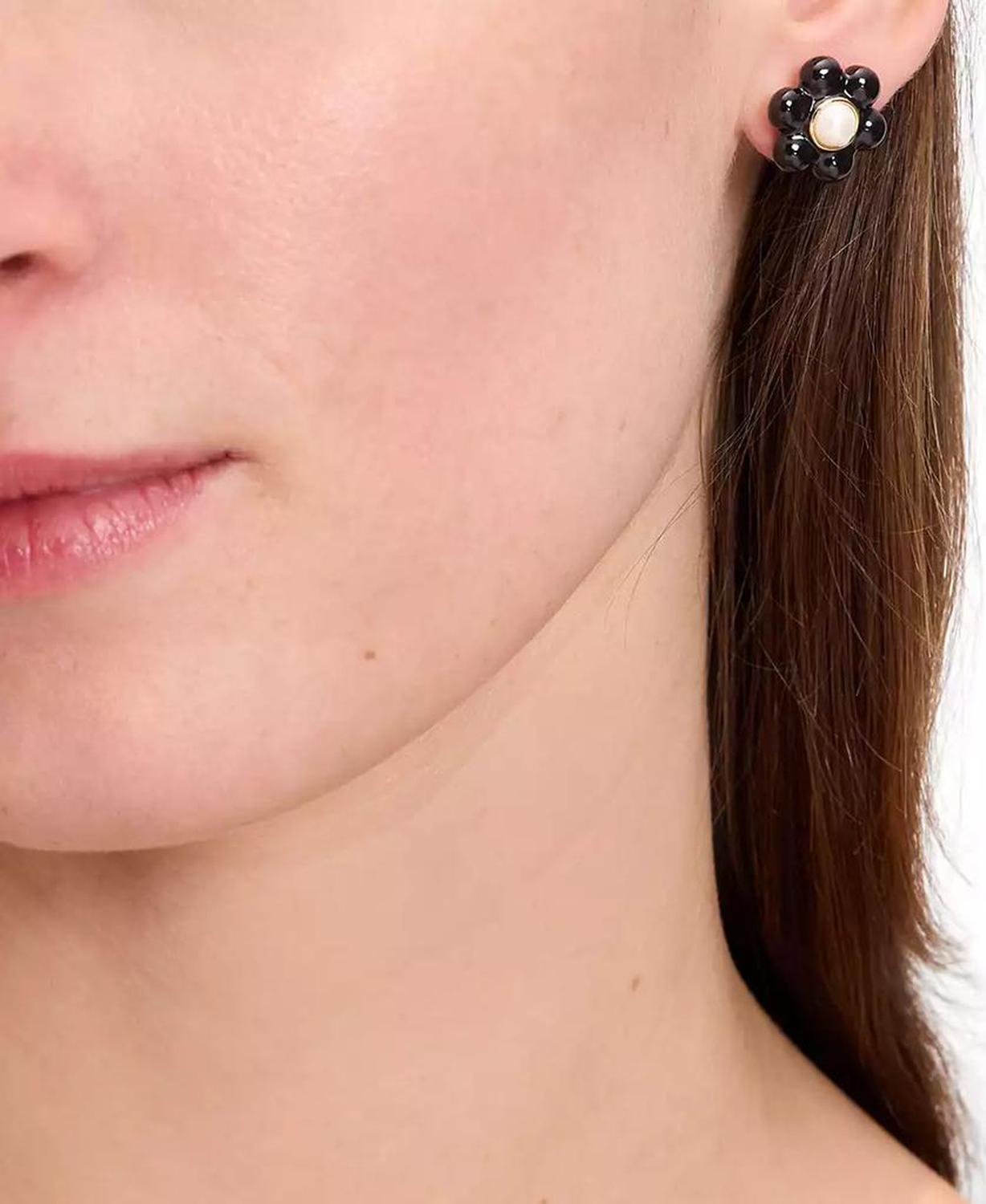 Gold-Tone Petal Puff Floral Stud Earrings