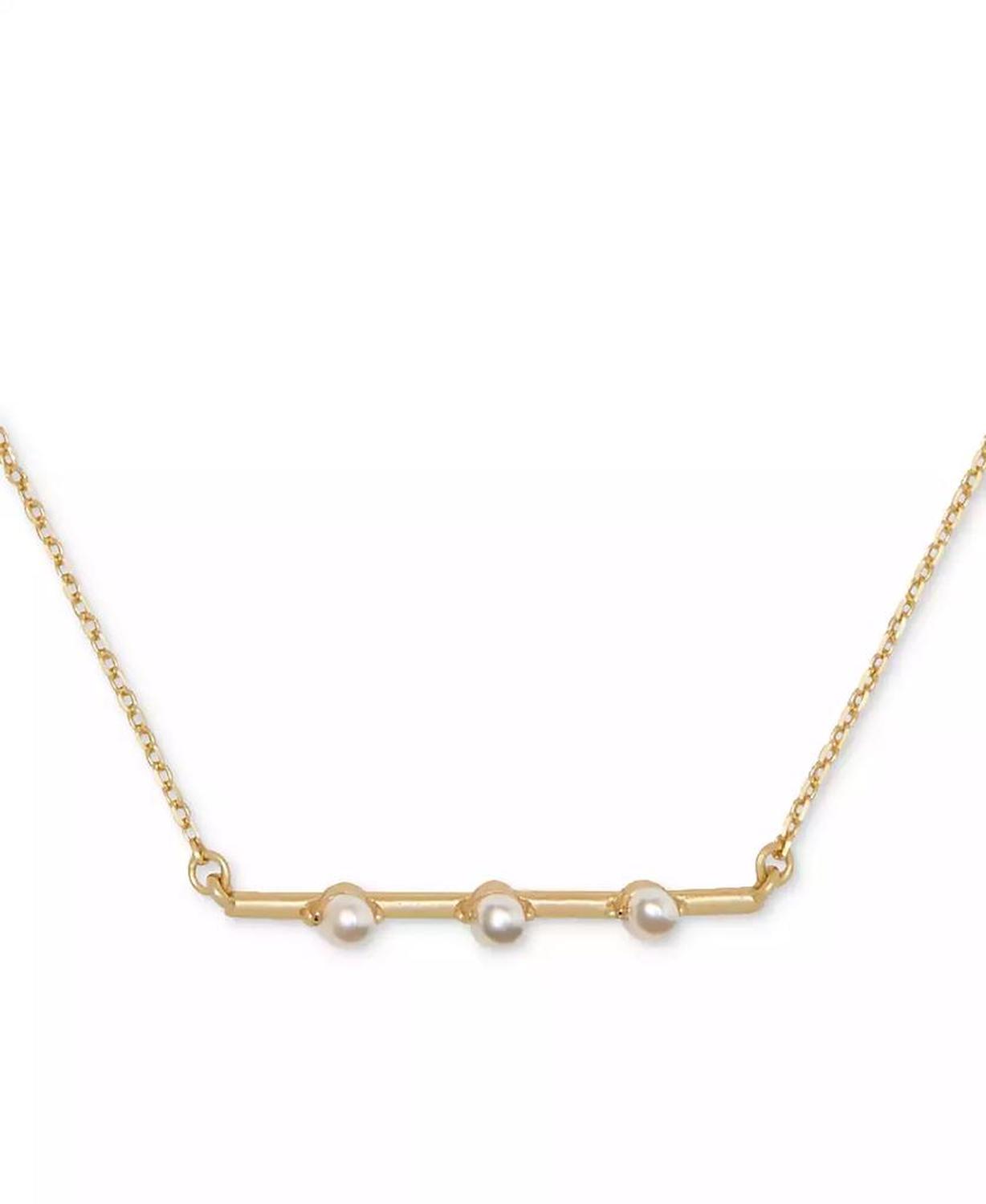 Cubic Zirconia Bar Pendant Necklace, 16" + 3" extender